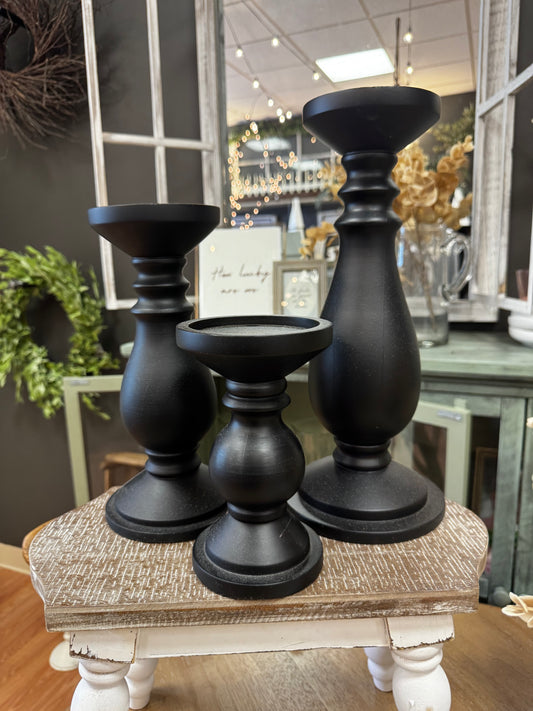 Black Pillar Holder - Set of 3