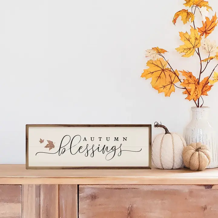Autumn Blessings Leaves - White